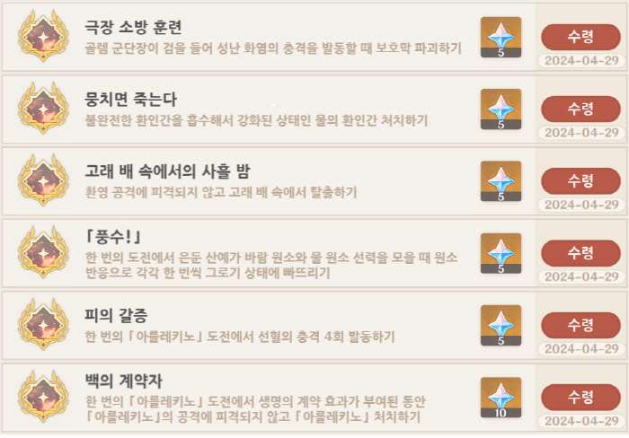 도전자 제 9집 업적 보상